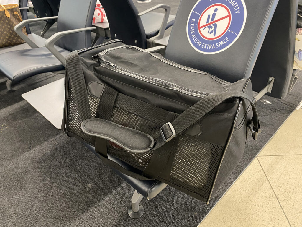 pet carrier at the airport