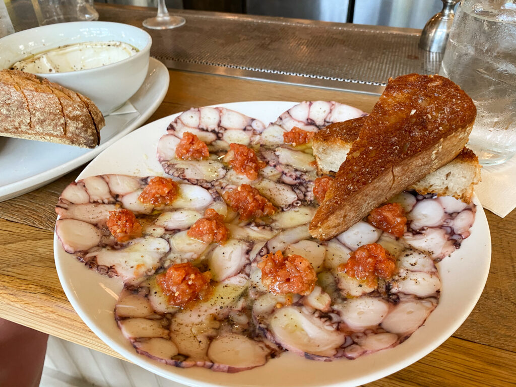 Octopus Carpaccio at Le Farfalle Charleston