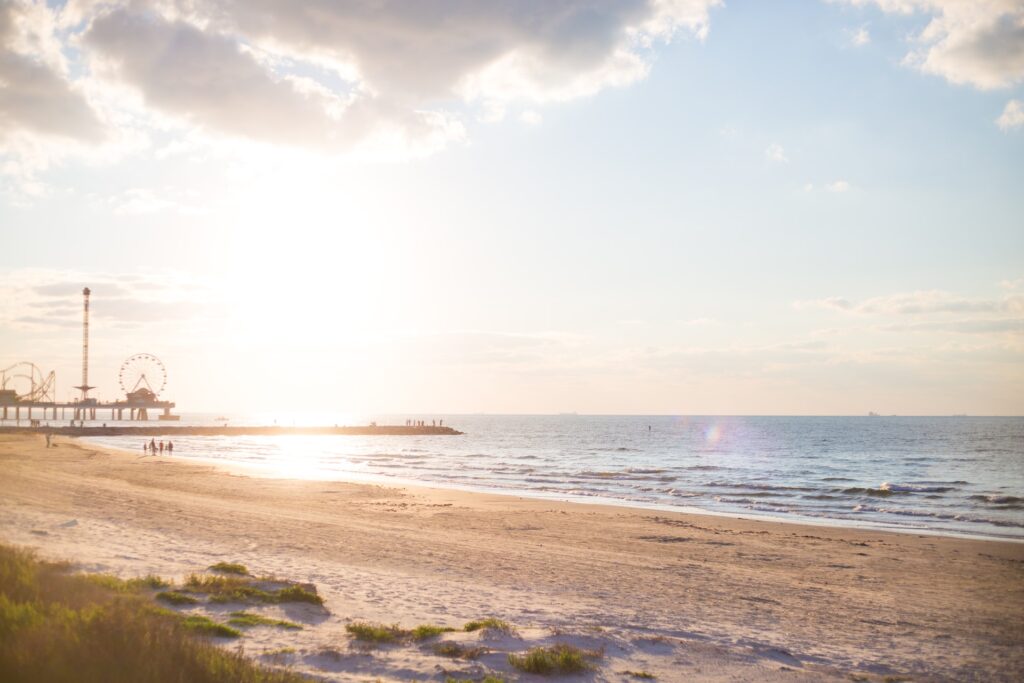 Beach and pier in Galveston Texas