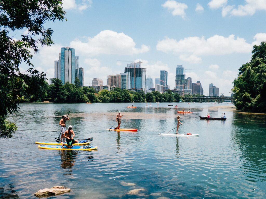 Standup paddleboarding in Austin, Texas