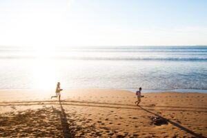 running on the beach