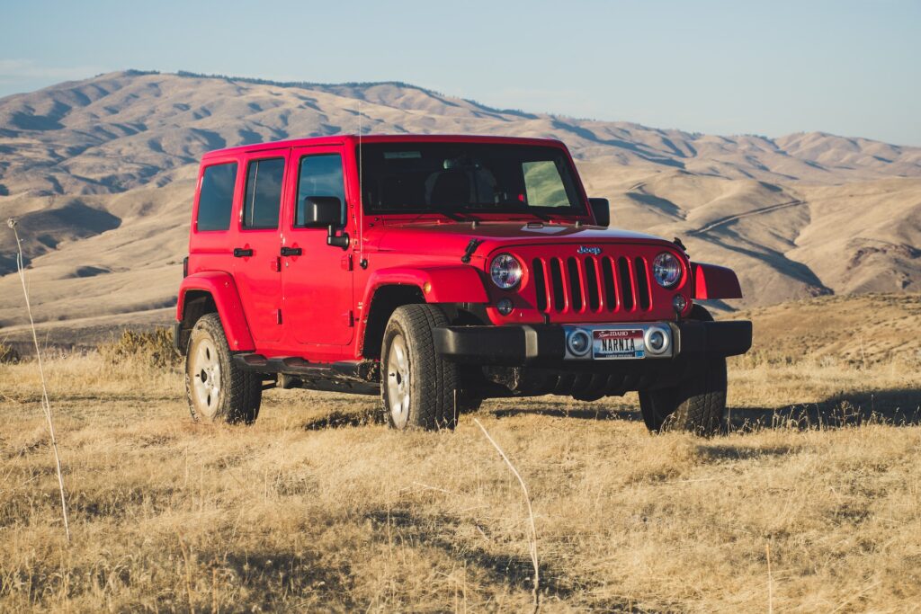 Red jeep wrangler