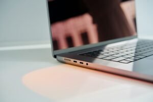 Open laptop on a table