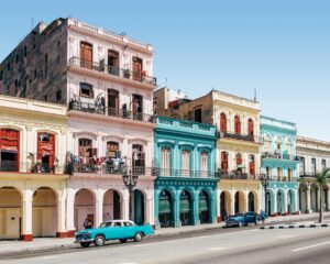 Colorful buildings in Havana Cuba
