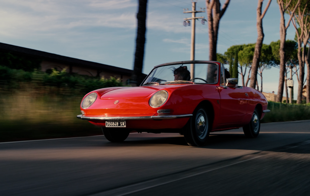 Red car in Tuscany