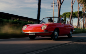 Red car in Tuscany
