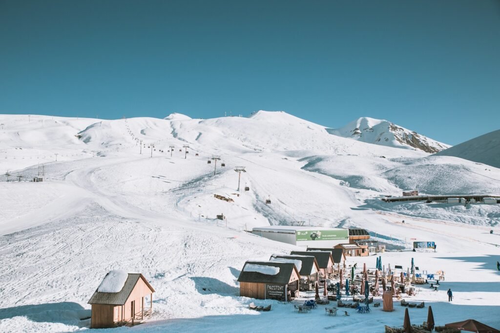 Snowy village in Gudauri Georgia
